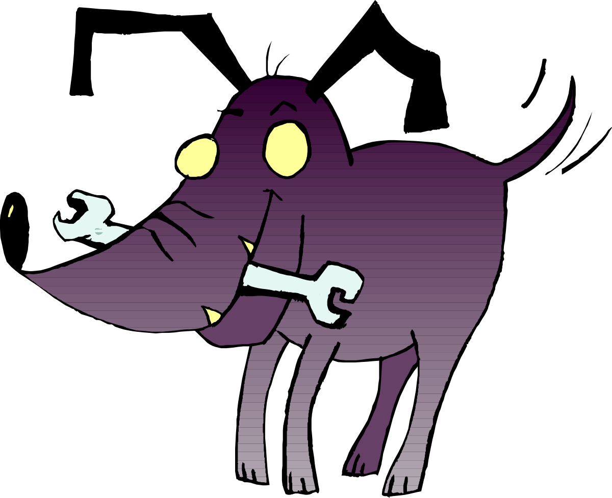 Purple Dog with White Nose on Black Background Clipart