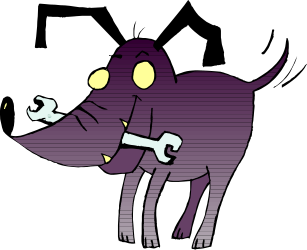 Purple Dog with White Nose on Black Background Clipart