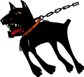 Black Dog with Leash and Black Cat with Red Tail Clipart