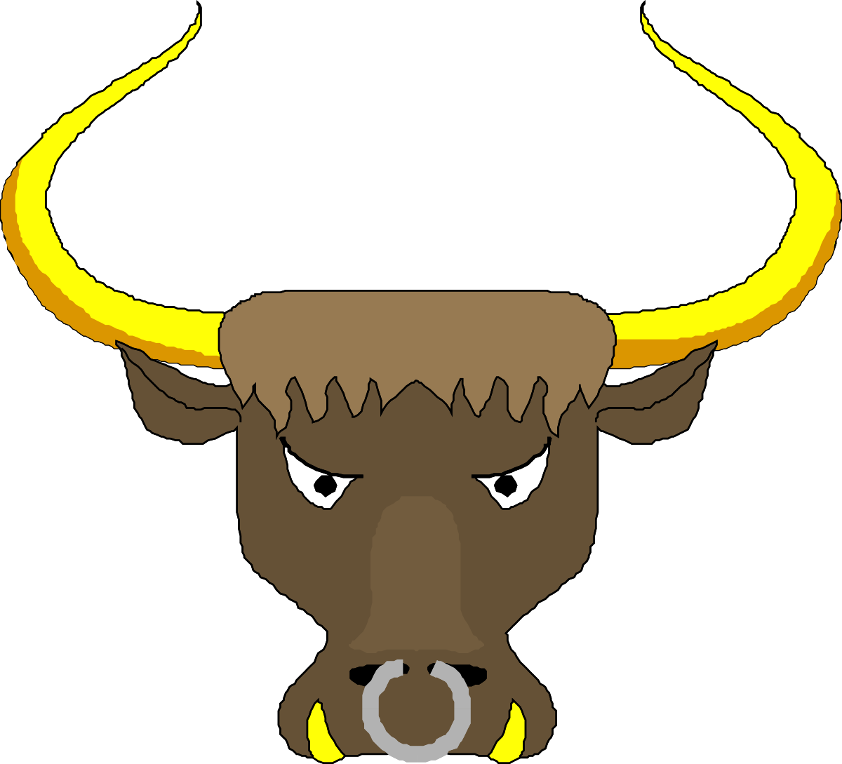 Bull with Horns and Ring Clipart: Dynamic Farm Animal Graphics