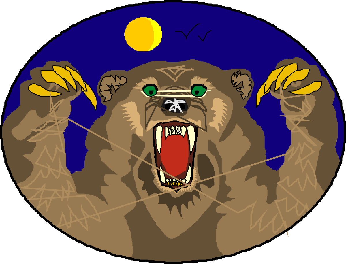 Bear with Open Mouth and Moon: Enchanting Nighttime Clipart