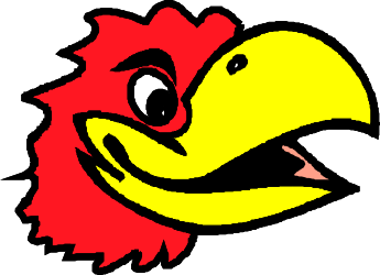 Red and Yellow Bird Clipart on Black Background
