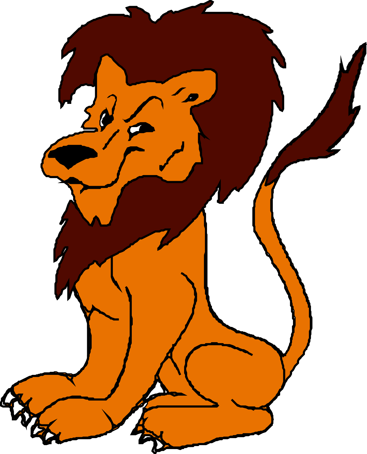 Lion Sitting Down with Paws on Ground - Captivating Clipart Illustration