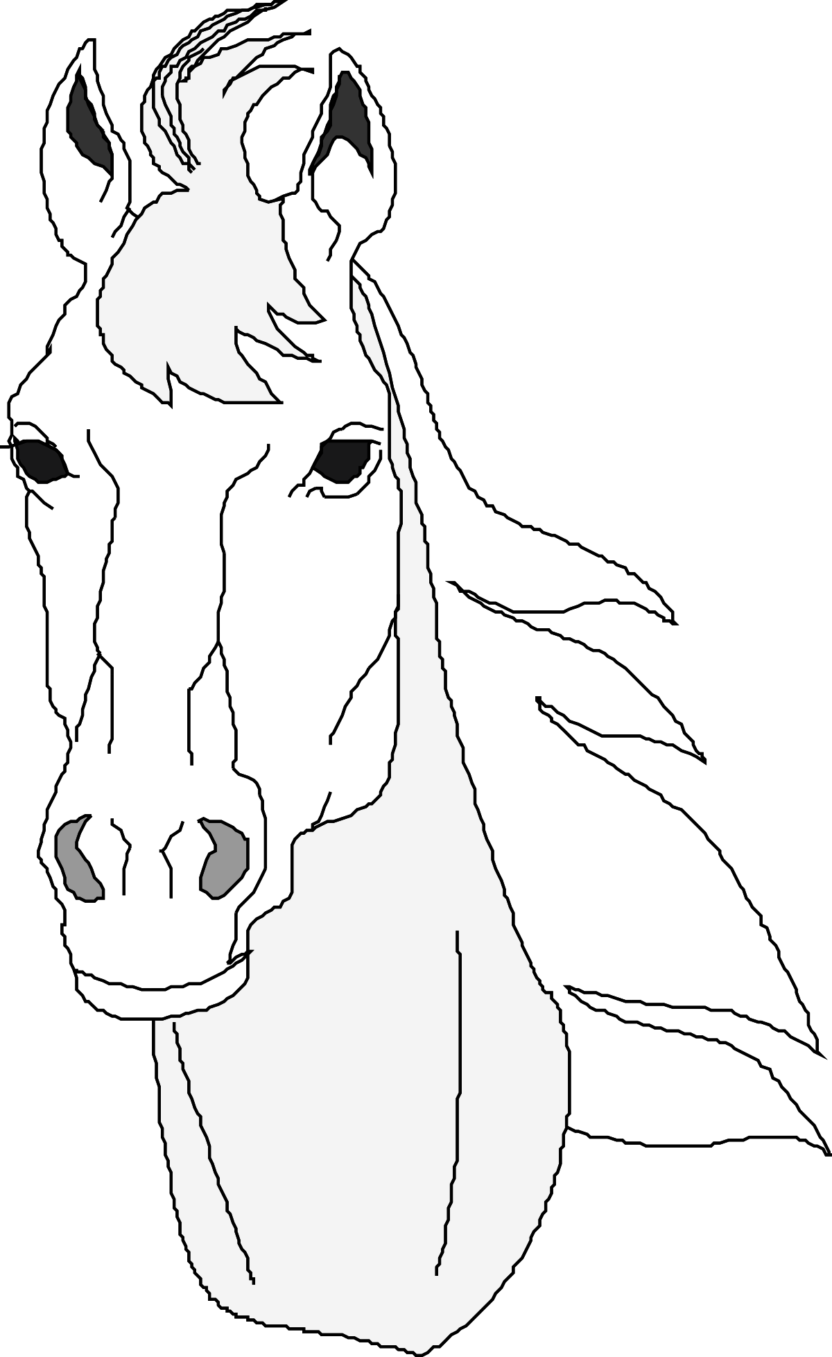 a horse head with a long mane clip art png transparent Horse Head Clipart with Long Mane - Stunning Equine Illustrations