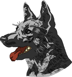 Black and White Dog with Red Tongue Clipart - Playful and Whimsical