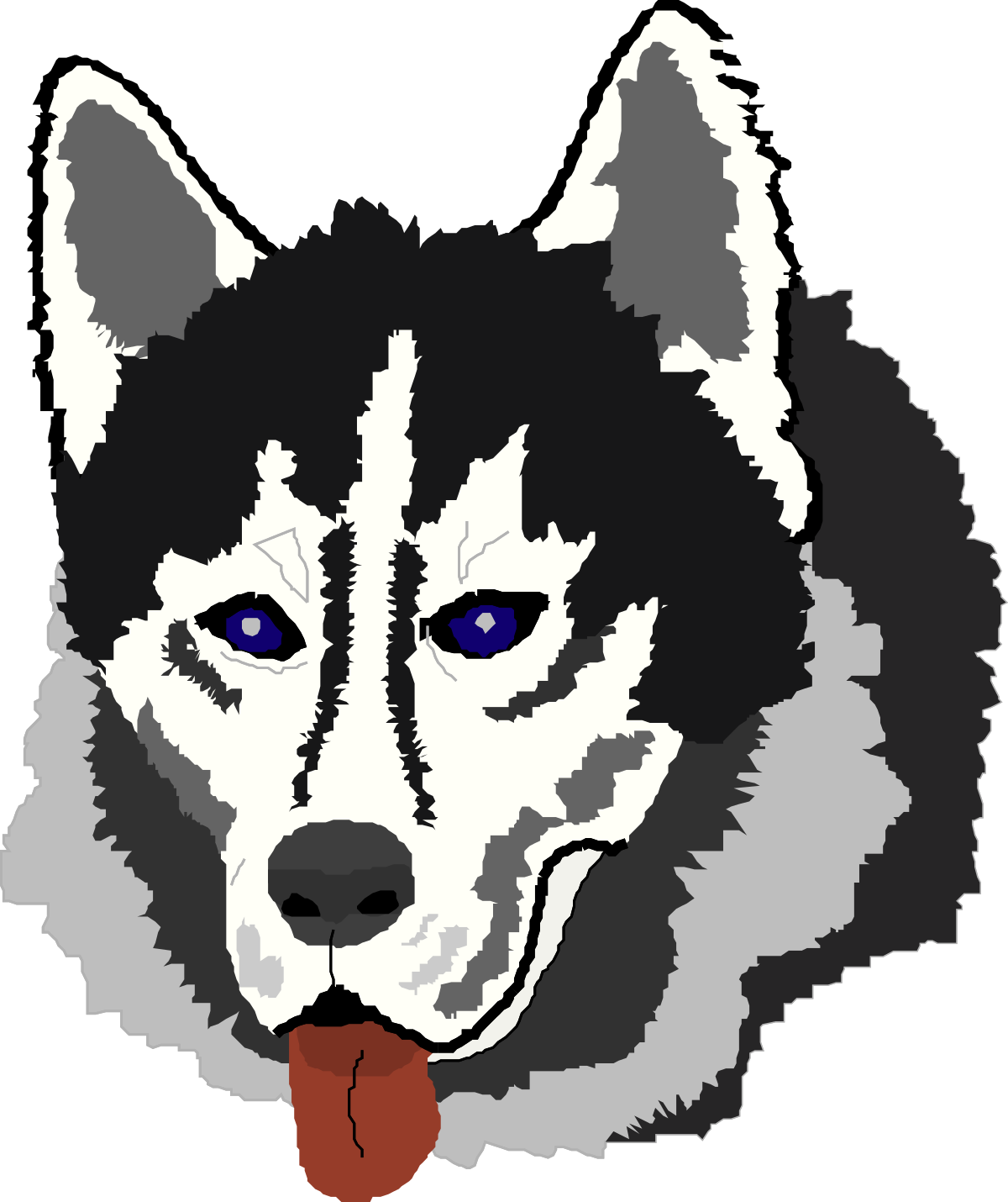 Husky Clipart with Blue Eyes and Playful Tongue