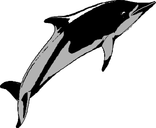 Dolphin Swimming in Ocean - Black and White Clipart