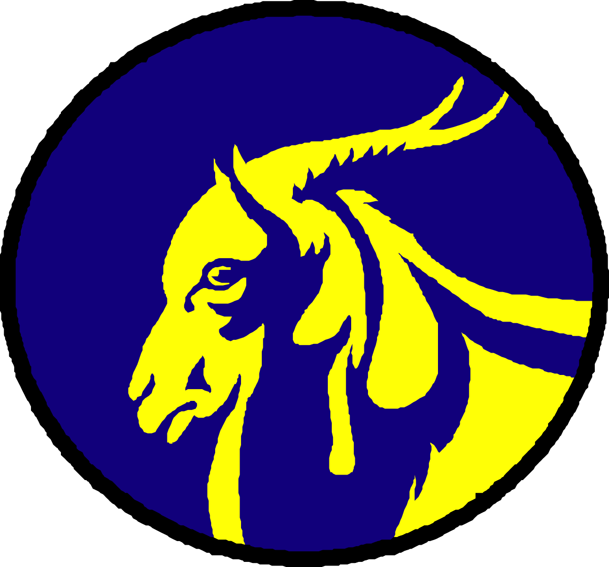 Horse Head Clipart with Yellow and Blue Circle  Perfect for Creative Projects
