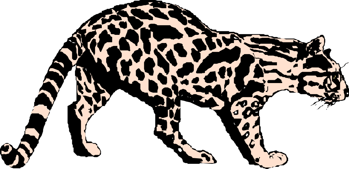 a leopard silhouetted in black and white clip art png transparent Leopard Silhouette Clipart in Black and White