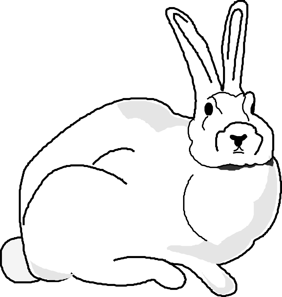 White Rabbit Sitting on the Ground - Charming Clipart for Your Projects