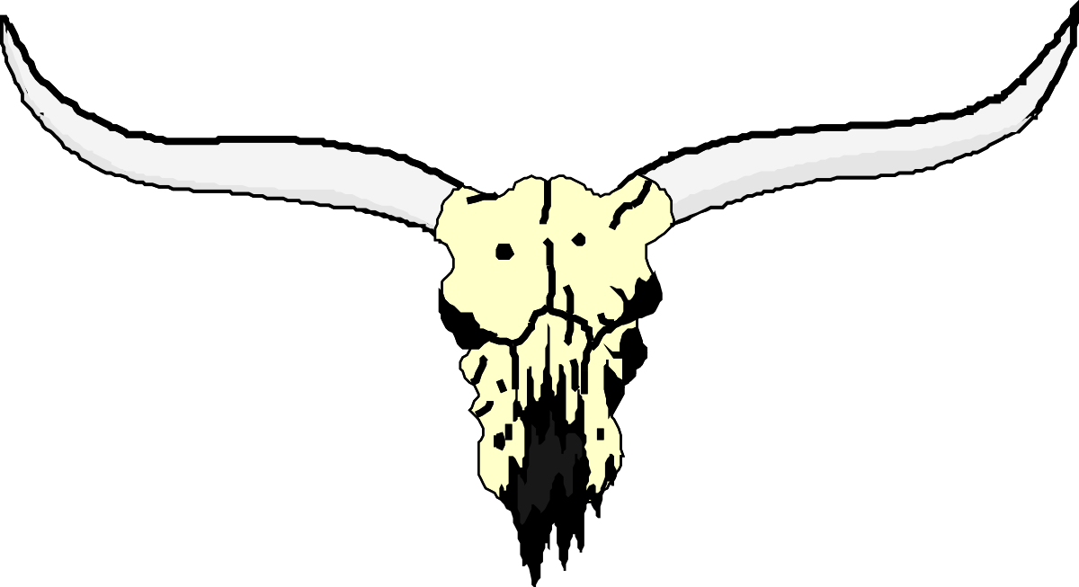 a white cow skull with a long horn clip art png transparent Stunning White Cow Skull with Long Horn Clipart for Rustic Decor
