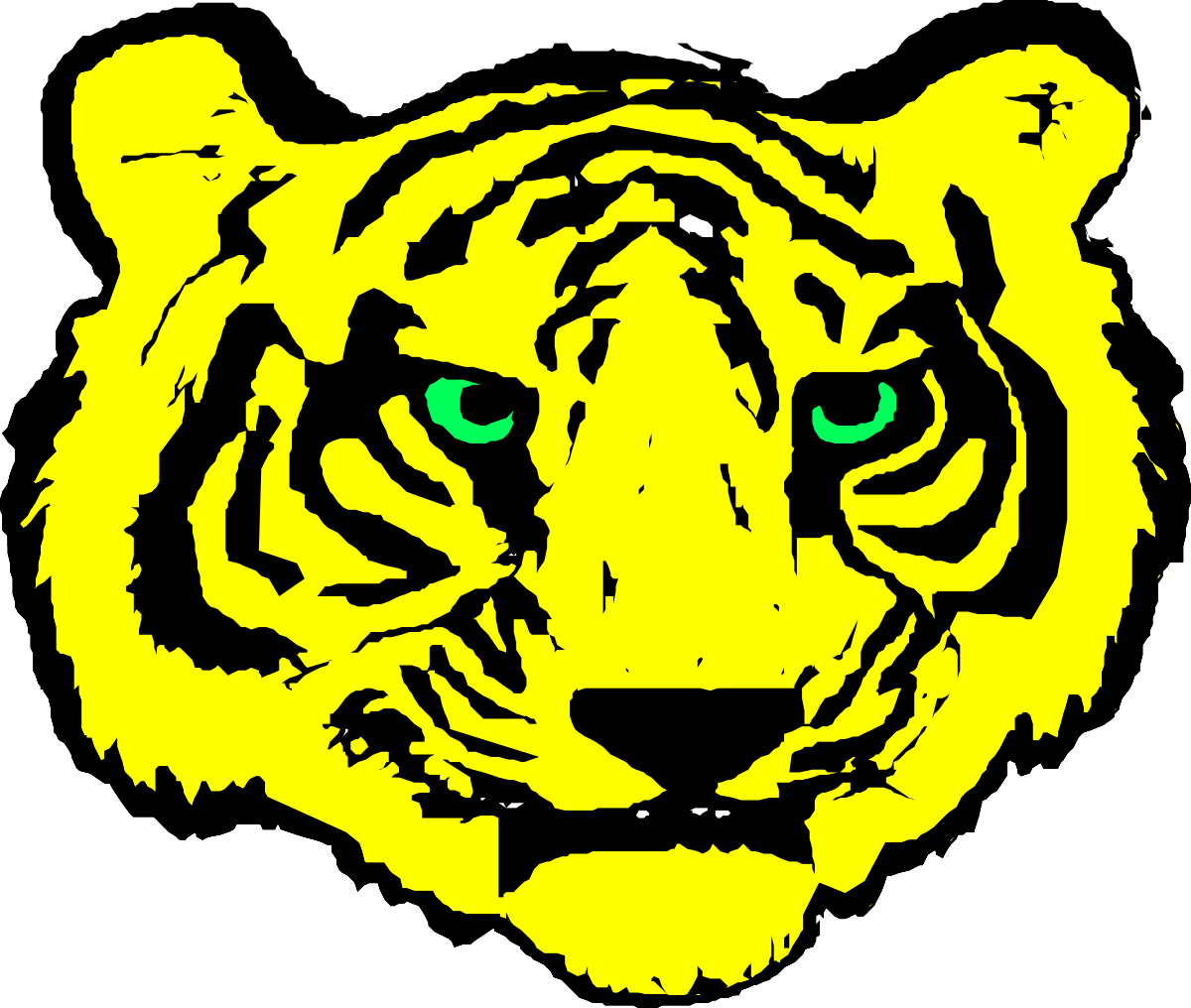 Yellow Tiger with Green Eyes Clipart - Vivid Animal Illustrations