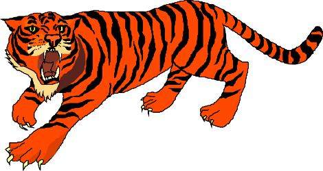 Tiger Clipart with Open Mouth - Dynamic Jungle Illustration