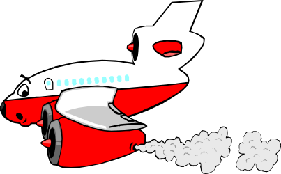 Red and White Airplane with Smoke - Vibrant Clipart for Dynamic Visuals