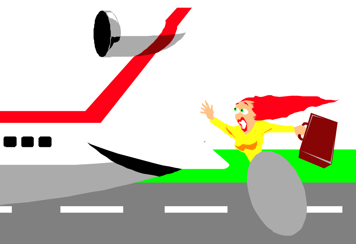 Woman Walking Towards Airplane Clipart - Travel Adventure Scene