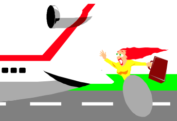 Woman Walking Towards Airplane Clipart - Travel Adventure Scene