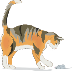Cat Walking with Mouse - Playful Clipart Scene