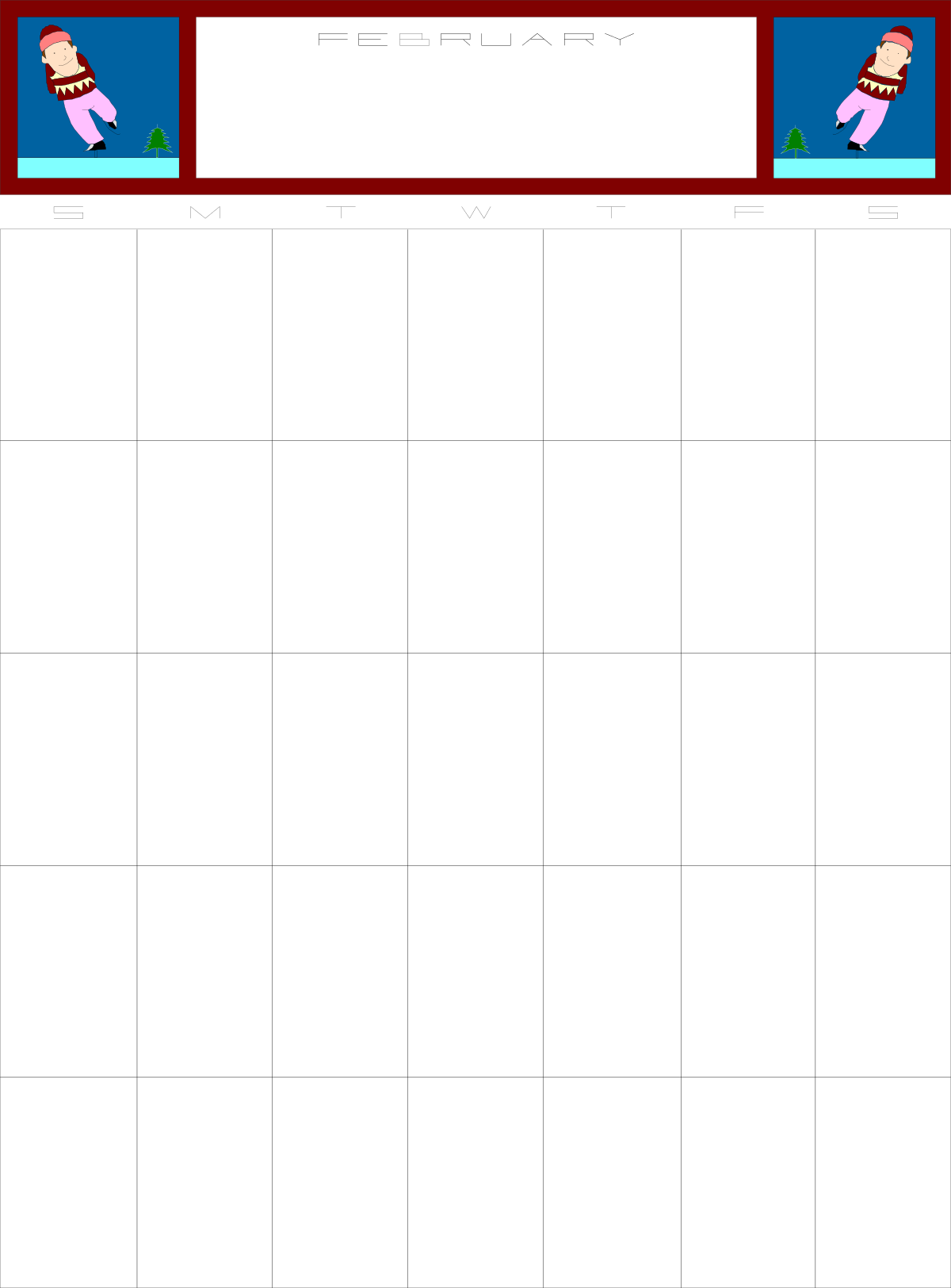 Red and White Frame with Cartoon Character Clipart