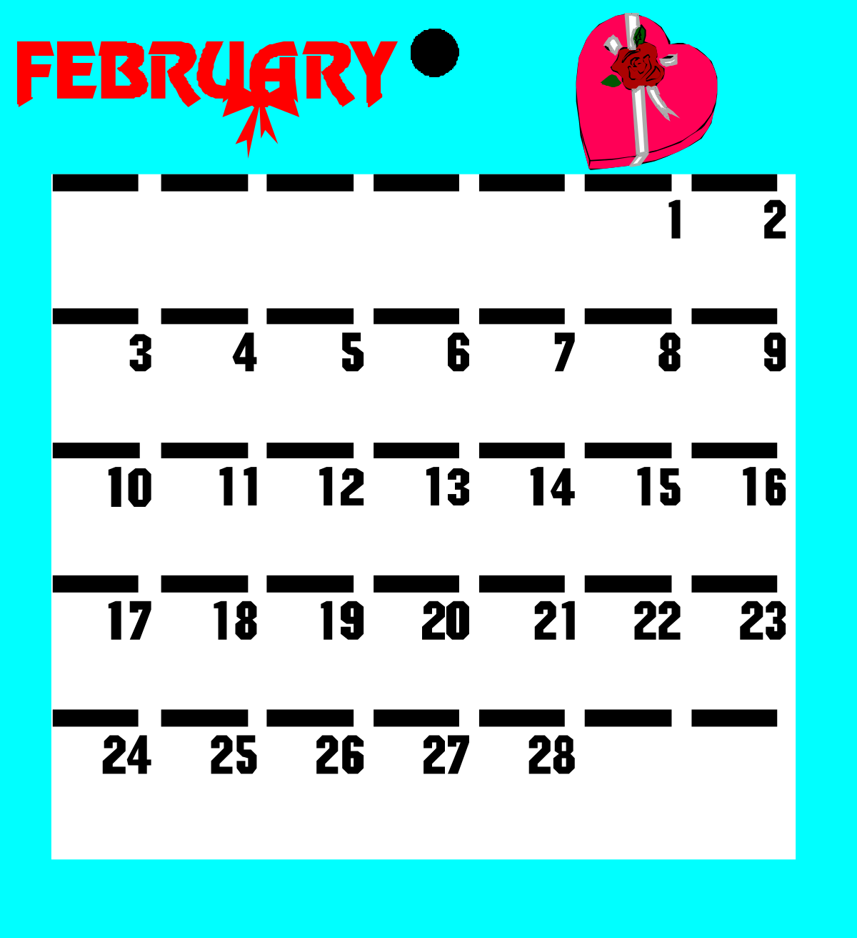February Calendar Clipart: Vibrant and Versatile Designs