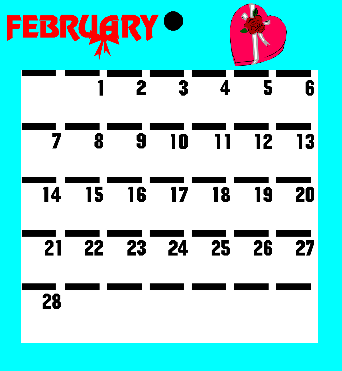 February Calendar Clipart - Personal Organizer & Reminder