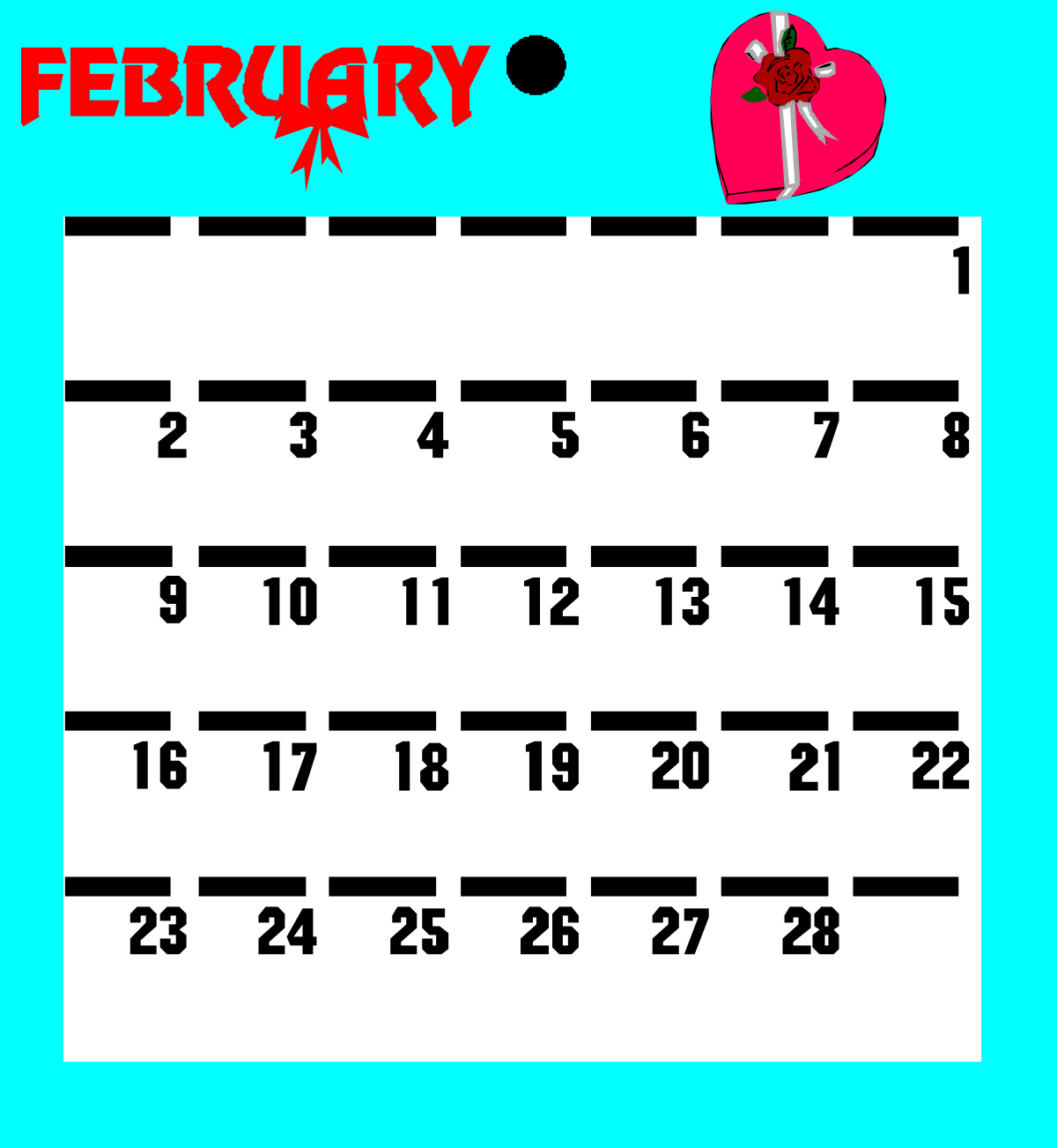 February Calendar Clipart: Vibrant Designs for Your Projects
