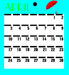 April Calendar with Umbrella Clipart - Vibrant Seasonal Designs