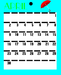 April Calendar with Umbrella Clipart - Seasonal Charm and Vibrant Design