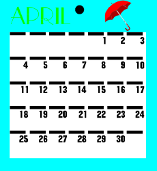 April Calendar with a Red Umbrella - Perfect Clipart for Spring Designs