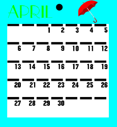 April Calendar with Red Umbrella - Vibrant Personal Organizer Clipart