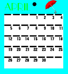 April Calendar with Umbrella Clipart for Seasonal Planning