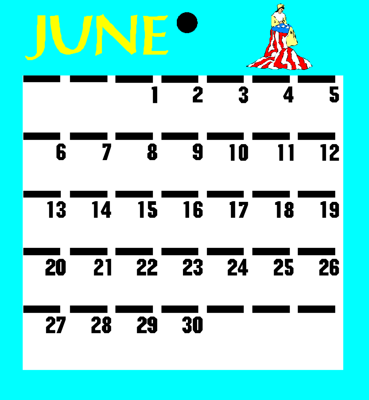 June Calendar Clipart: Vivid Monthly Planner Visuals