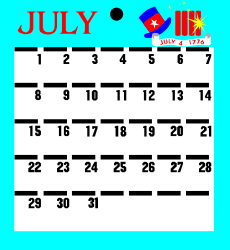 July 2018 Calendar Clipart for Personal Organizing and Planning