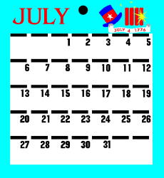 July 2018 Calendar Clipart: Daily Organizer and Holiday Reminders