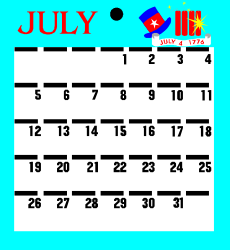 July 2014 Calendar Clipart: Vibrant Red and Blue Personal Organizer