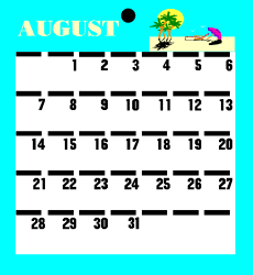 Calendar Clipart: August 2019 Month Organizer with Holidays and Events