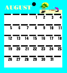 August 2019 Calendar with Holidays Clipart - Vibrant and Fun Designs