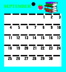 September Calendar with Books and Apple Clipart for Creative Projects