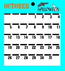 Halloween Cat Calendar Clipart for Seasonal Fun