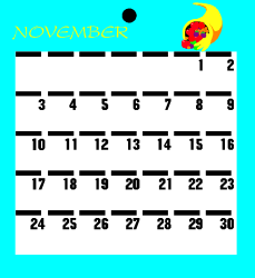 November Calendar Clipart with Blue Background