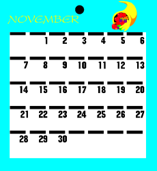 Calendar Clipart for November: Personal Organizer with Days and Dates