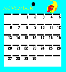 November Calendar Clipart for Seasonal Planning