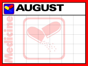 August Medicine Calendar Icon with Heart