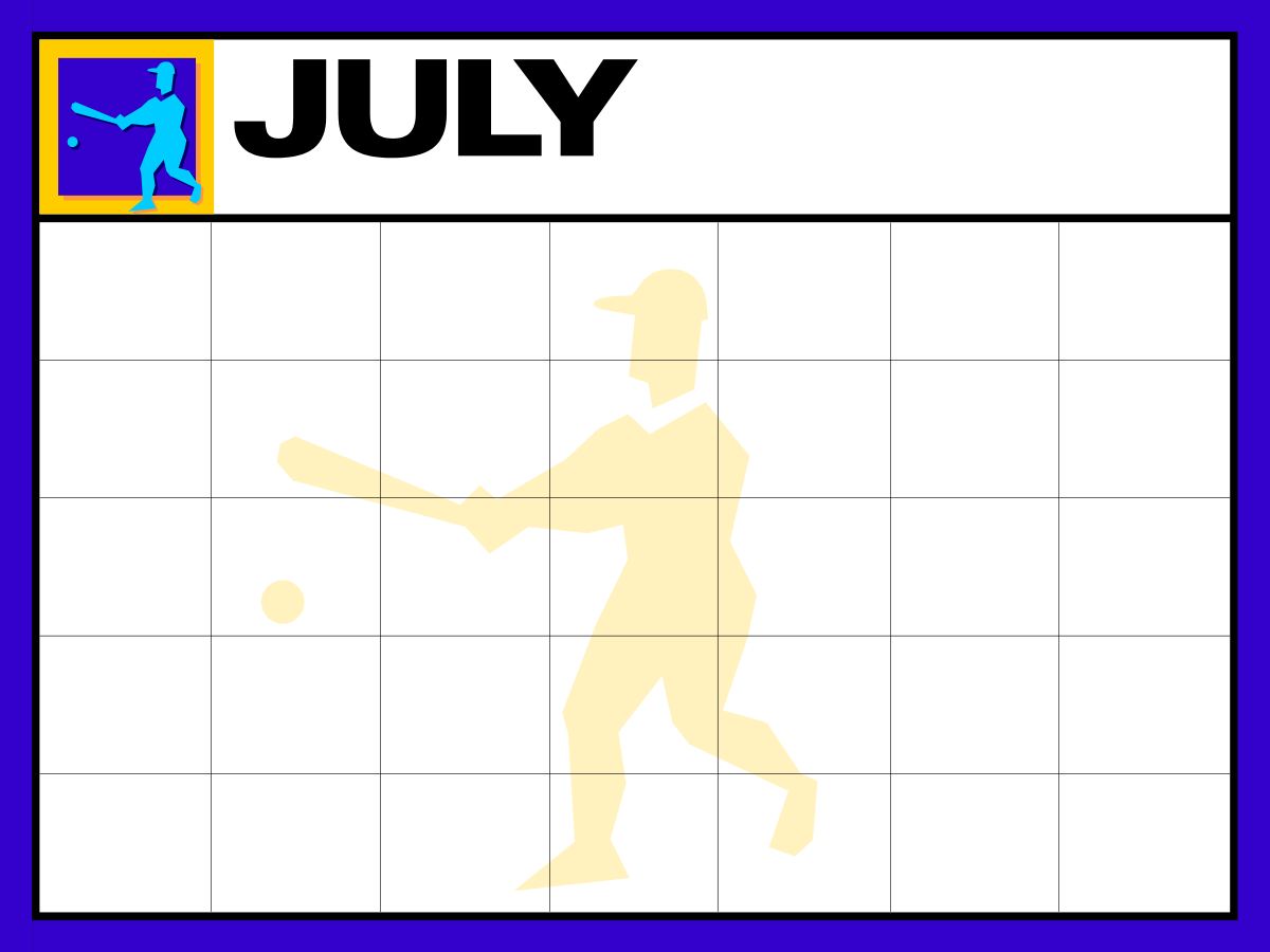 Baseball Player Silhouette July Clipart for Summer Sports Fun