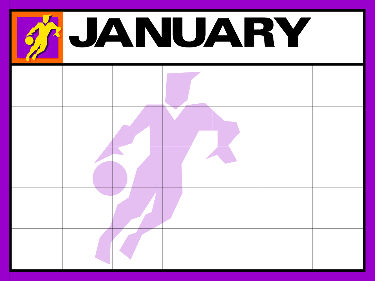 Purple and Black Calendar with Running Man Silhouette Clipart