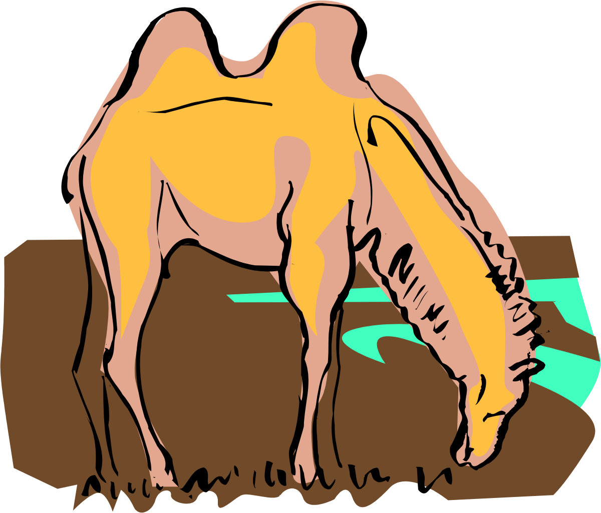 Camel Eating Grass in a Lush Field Clipart