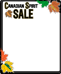Canadian Spirit Sale Sign with Autumn Leaves Clipart