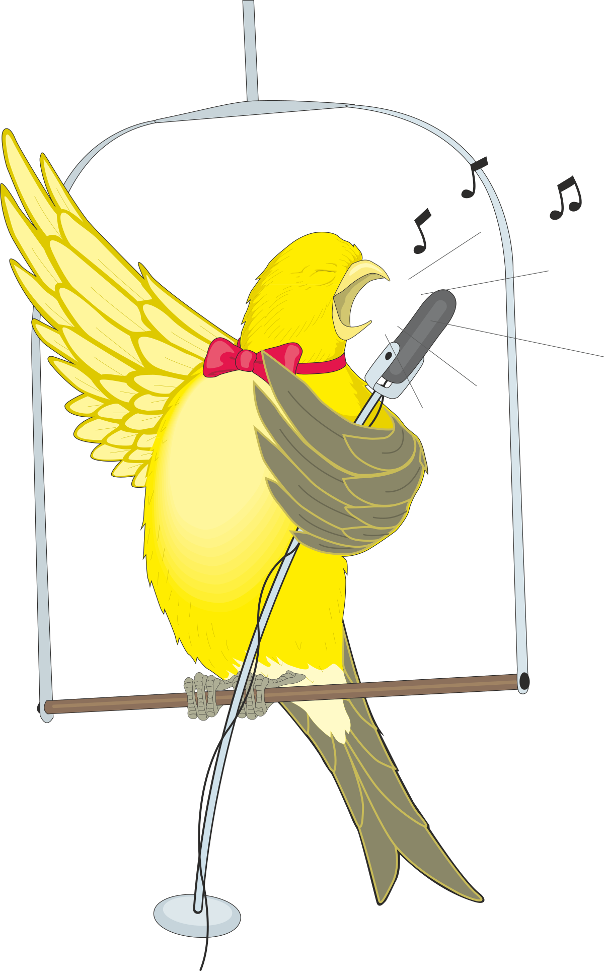 Yellow Bird with Microphone - Charming Clipart for Your Projects