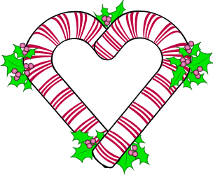 Candy Heart with Holly - Festive Clipart for Holidays