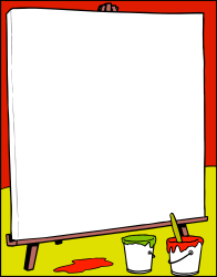 Blank Canvas Sign with Paint and Brushes - Creative Borders and Frames Clipart