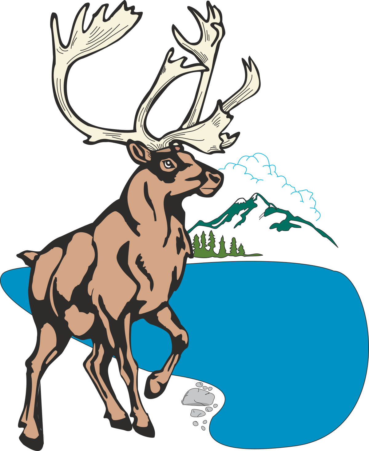 Moose Standing in Front of a Serene Lake - Nature Clipart